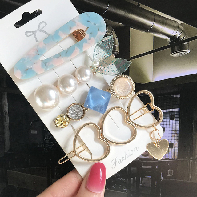 Geometric Pearl Hair Clips — alternate angle