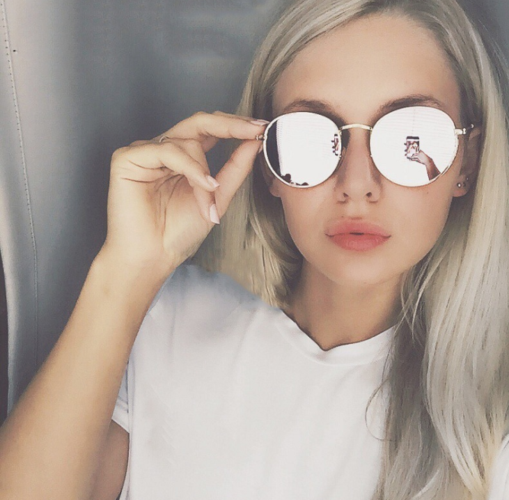 Retro Gold-Trim Sunglasses — alternate angle