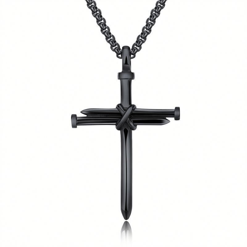 Cross-Pendant Box Chain — alternate angle
