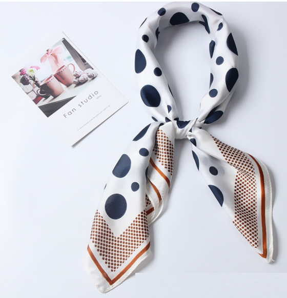 Dot-Print Silk Square Scarf — close-up detail