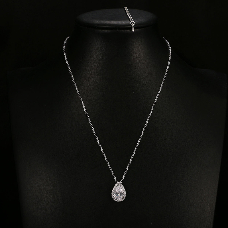 Water-Drop Gemstone Necklace & Earrings Set — close-up detail