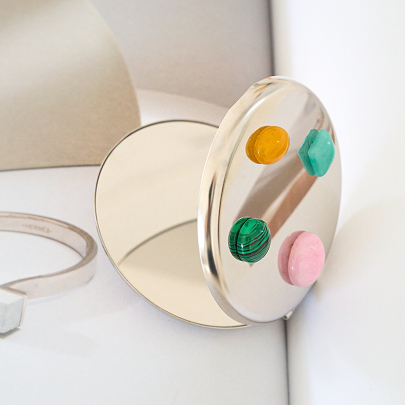Natural-Stone Compact Mirror — close-up detail