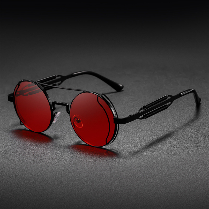 Steam-Wave Tinted Round Sunglasses — close-up detail