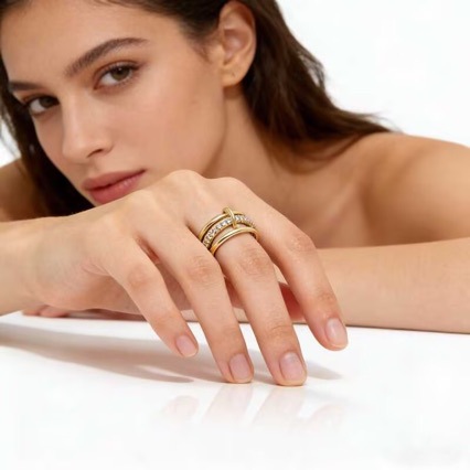 Interlocking Zircon Stack Rings — close-up detail
