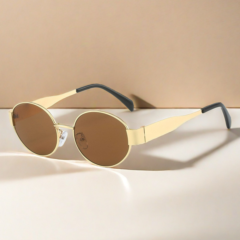 Metal Oval Sunglasses — close-up detail