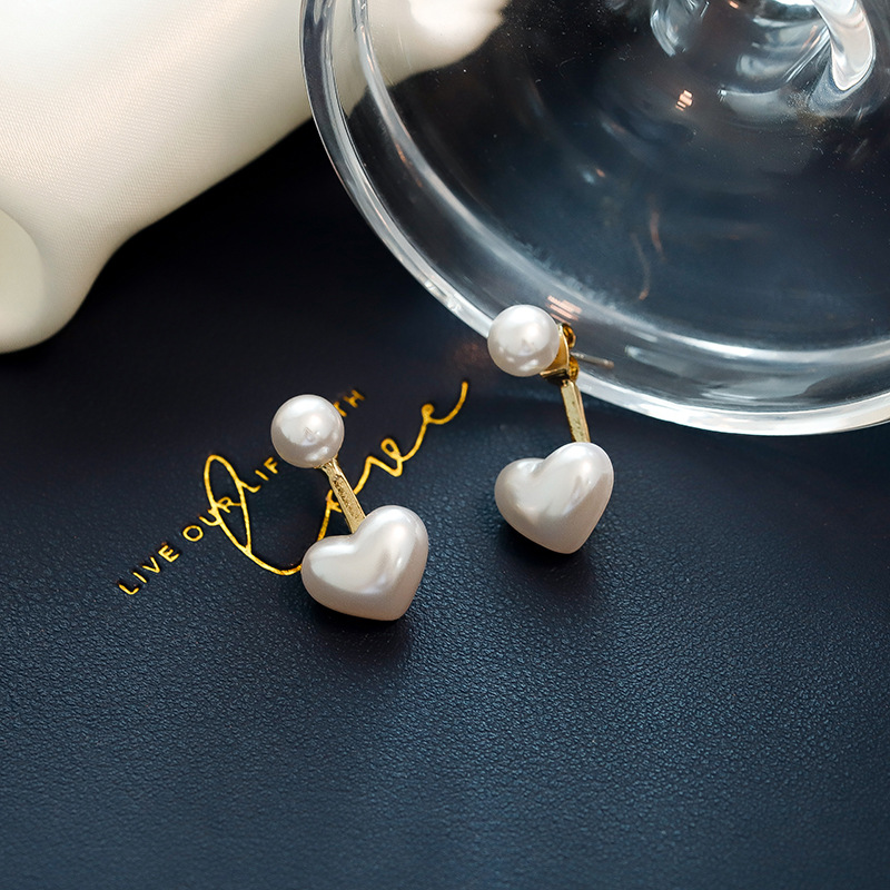 Pearl Heart Stud Earrings — product photo