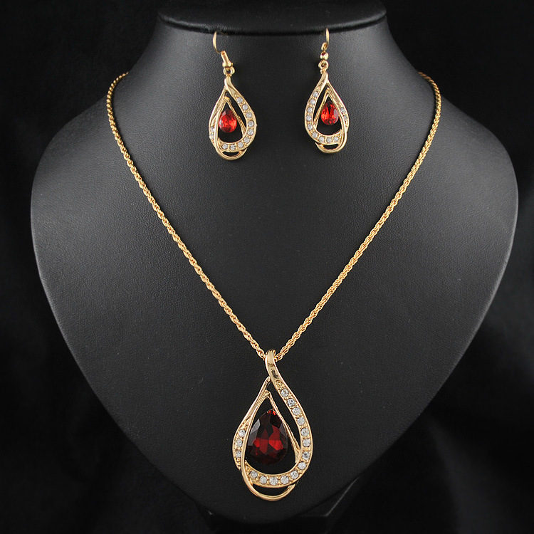 Double-Drop Crystal Necklace & Earrings Set — alternate angle