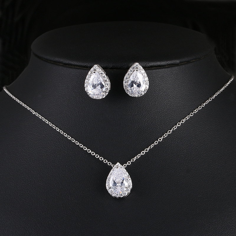 Water-Drop Gemstone Necklace & Earrings Set — product photo