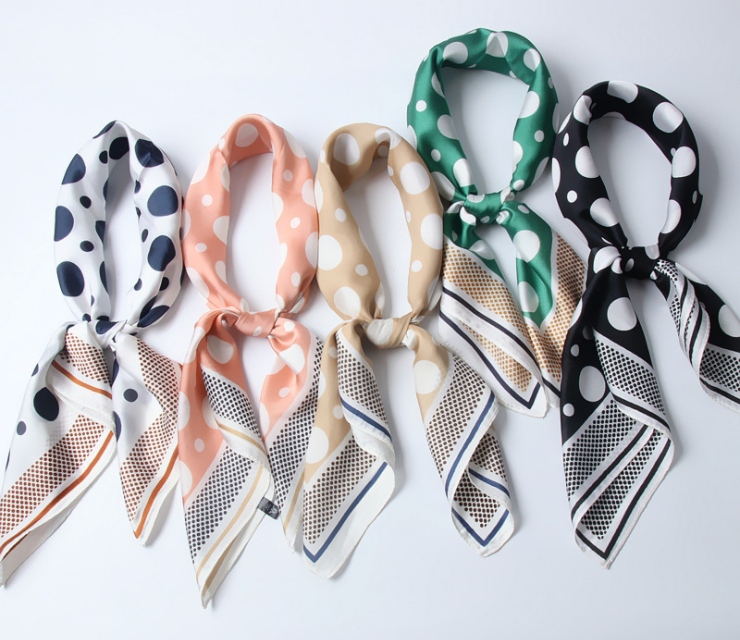 Dot-Print Silk Square Scarf — product photo