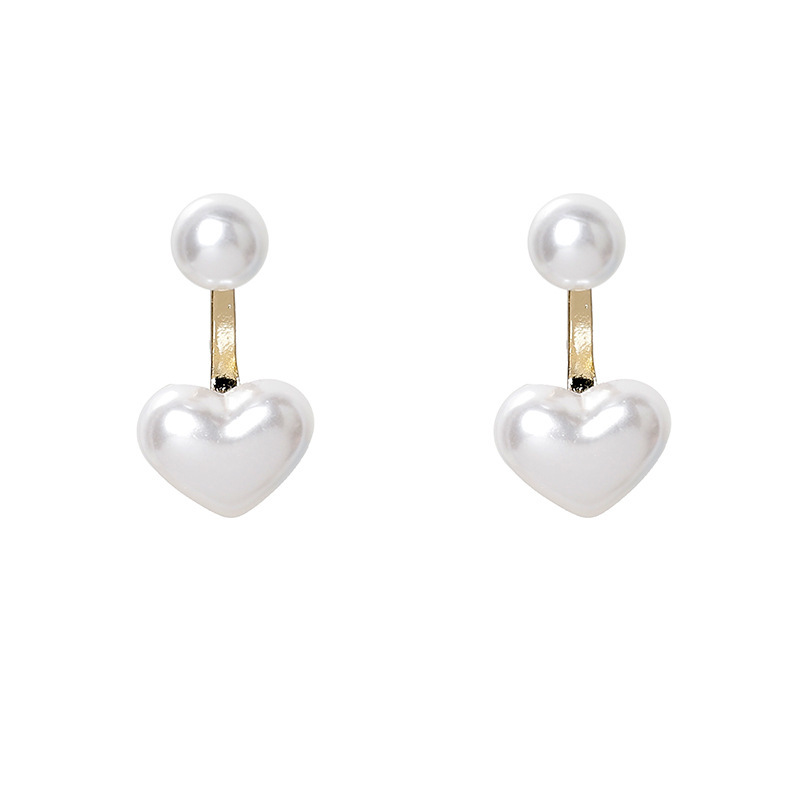 Pearl Heart Stud Earrings — alternate angle