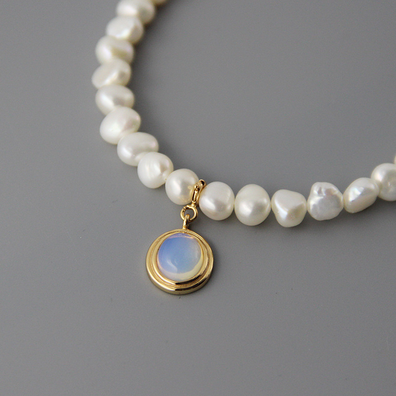 Medallion & Pearl Necklace — alternate angle